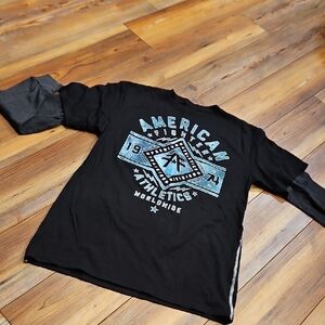 🆕 American Fighter Black and Blue Graphic Long Sleeve Shirt
